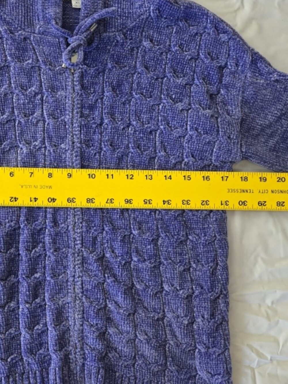 Women’s Cable Knit Sweater Cardigan - Violet Sparkle Holiday Cable Knit - Picture 3 of 7